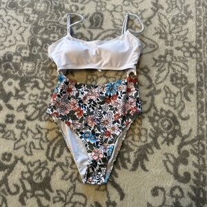 NWT Floral One Piece Cutout Swimsuit